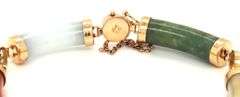 14kt Yellow gold multi color Jade fortune bracelet