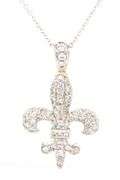14kt White gold diamond Fleur de Lis pendant on chain
