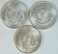 3 Different Choice BU Morgan Silver Dollars 1889 to 1899-O