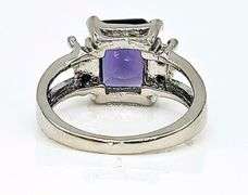 Dazzling 4.25 Ct Deep Purple Lab Simulated Sapphire Diamond Ring