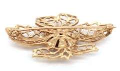Floral Design 14K YG Garnet Brooch