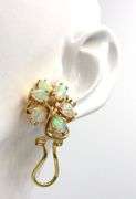 18kt Yellow gold opal cluster and diamond accent pendant on chain and matching earrings