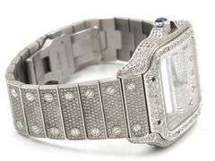 Cartier Santos automatic 40mm with aftermarket Iced out watch