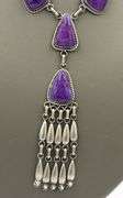 925 Sterling silver signed purple stone dangle necklace