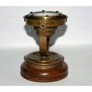 Brass Gimbal Ship’s Compass with Wood Base