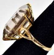 Massive 18K Yellow Gold Smokey Quartz Gemstone Ring