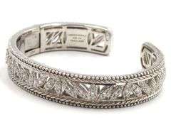 Judith Ripka 925 sterling silver signed cubic zirconia cuff bangle