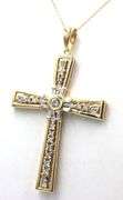 18kt Yellow gold 0.80ctw diamond cross pendant on chain
