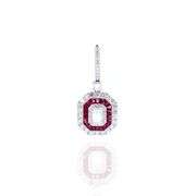 Platinum 950 Dangling Natural Ruby and Diamond Earring