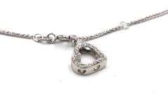 18kt White gold diamond heart charm anklet
