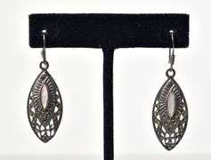 Mother of Pearl and Marcasite Gemstone Dangle Earrings in Sterling Silver