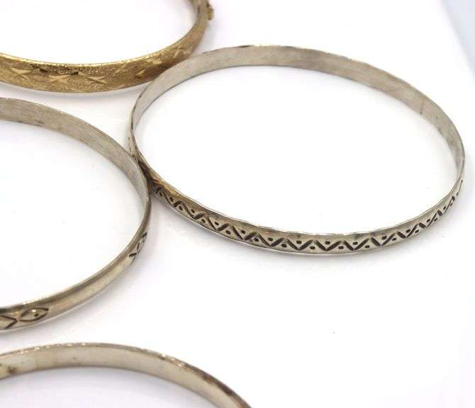 Group lot of 7 Vintage 925 sterling silver bangles