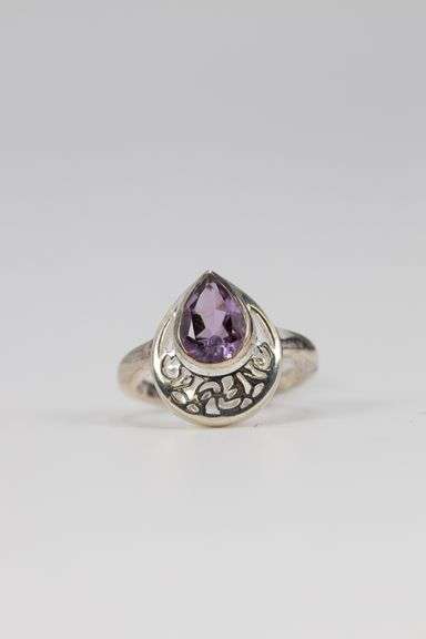 Sterling Silver Natural Amethyst Gemstone Ring Size 7.5