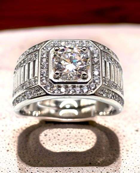 Men's 18 Kt White Gold Plate 1 Ct Lab Simulated Diamond Ring