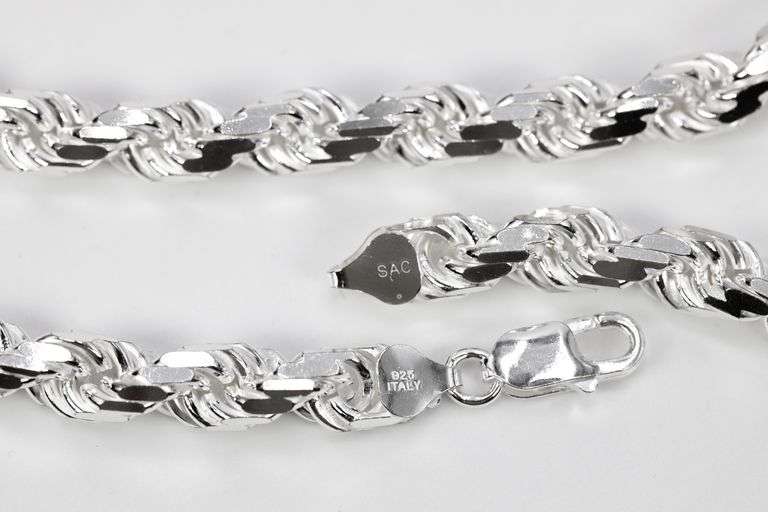 Sterling Silver Heavy Diamond-Cut Rope Chain 8mm Solid 925 Italy New Men's Necklace 30"