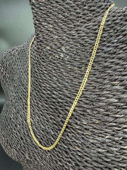 14k Yellow Gold Solid Curb Chain 2.6mm Link Necklace 16"