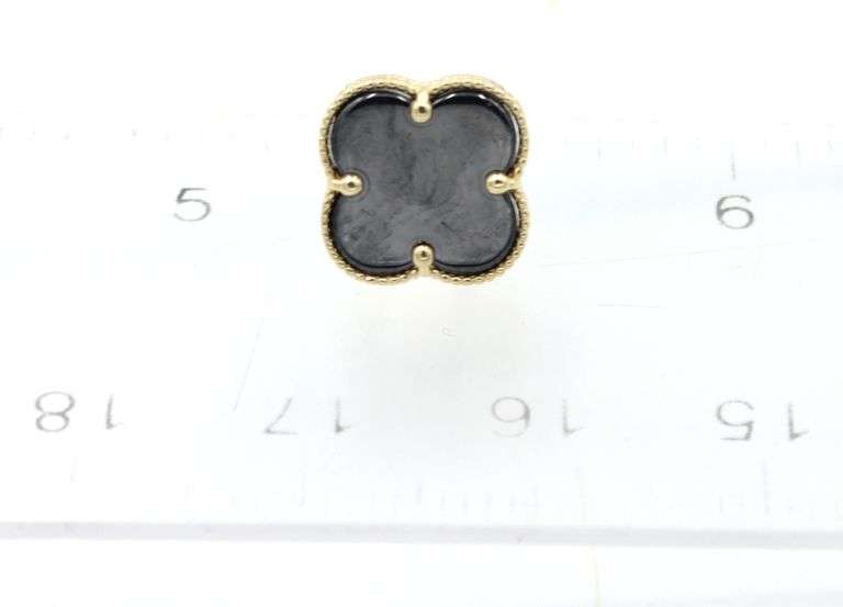 Precious 14K Yellow Gold Black Onyx Clover Stud Earrings