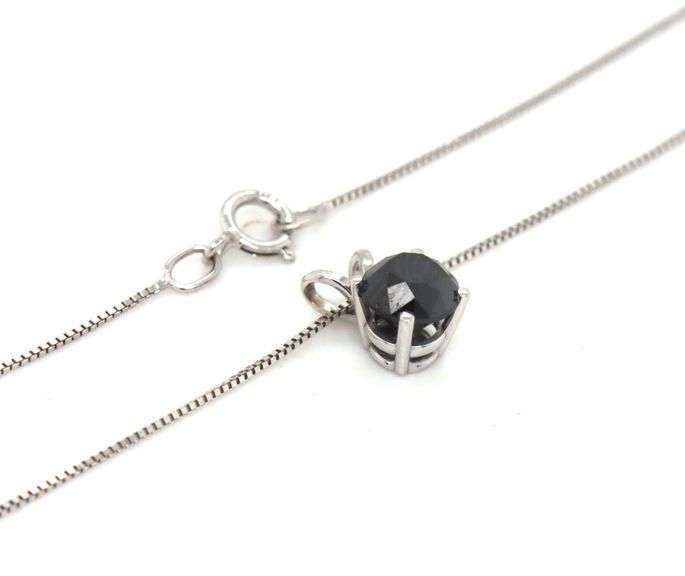 14kt White gold 0.45ct black diamond pendant on chain