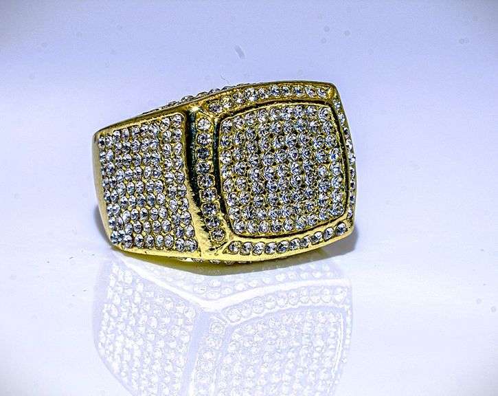 Men's Bold 14 Kt Gold Plate 17.5 Cttw Lab Simulated Diamond Ring