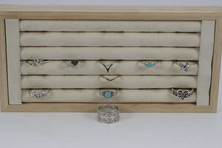 Sterling Silver Curated Ring Assortment Various Sizes & Styles (10 Ring Lot)