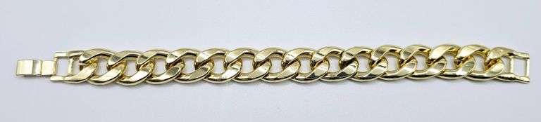 Strong 64.9 Gram 14 Kt Gold Plate Curb Link Bracelet