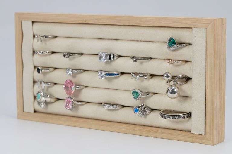 .925 Sterling Silver Curated Ring Set 20 RIng Lot Various Sizes & Styles