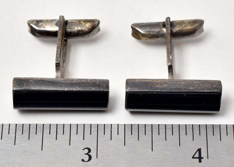Black Onyx Cufflinks in Sterling Silver