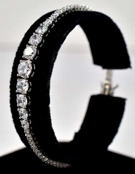 CZ Gemstone Tennis Bracelet in Sterling Silver