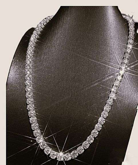 Huge 61 Ctw Sparkling  Ice White Fire Moissanite Tennis Necklace