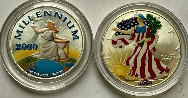 2 Enameled Millenium Coins