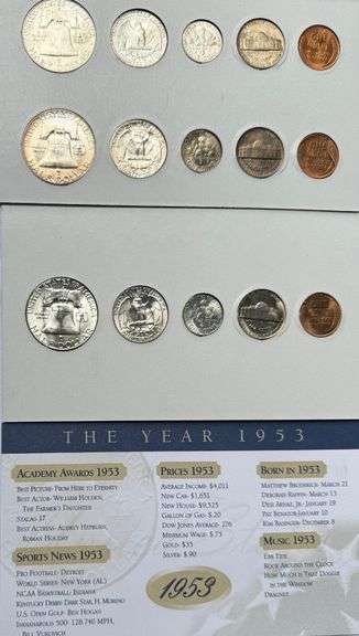 Vintage 1953 BU Year Set. P D S