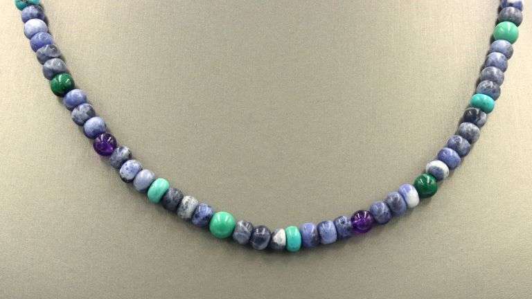 Turquoise and lapis beaded necklace