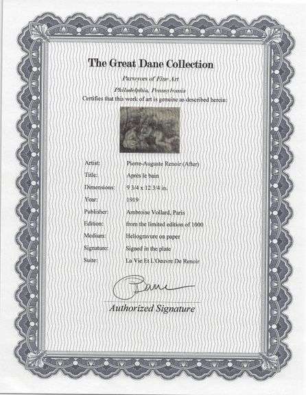 Limited Edition Pierre-Auguste Renoir (After) Original Heliogravure 1919