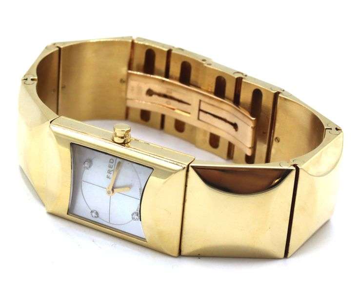 Fred CUT mother of pearl diamond dial watch