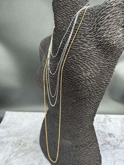 Sterling Silver 925 Italy  5 Piece Layered Chain Set 36",24",22",18",16"