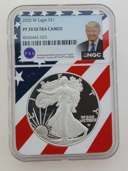 2025 W Proof American Silver Eagle "Donald Trump" NGC PF70 Ultra Cameo