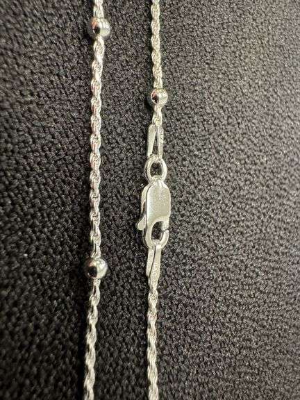 Sterling Silver Diamond-Cut Rope Bead Chain 1.5mm Solid 925 Italy New 18"