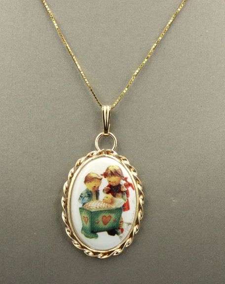 14kt Yellow gold Hummel Blesses Event pendant on chain