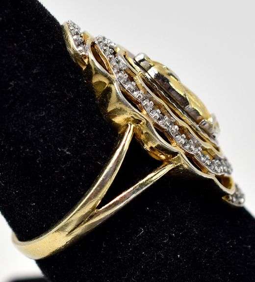 Religious Diamond Ring in Vermeil Sterling Silver