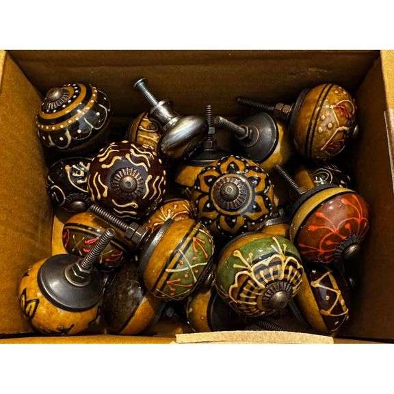Lot of 20 Hand-Painted Ceramic Drawer Knobs