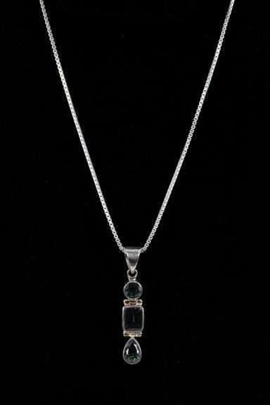 Sterling Silver Green Amethyst Pendant With Necklace