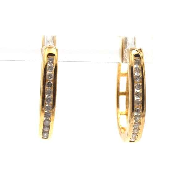 Gold plated diamond hoop earrings