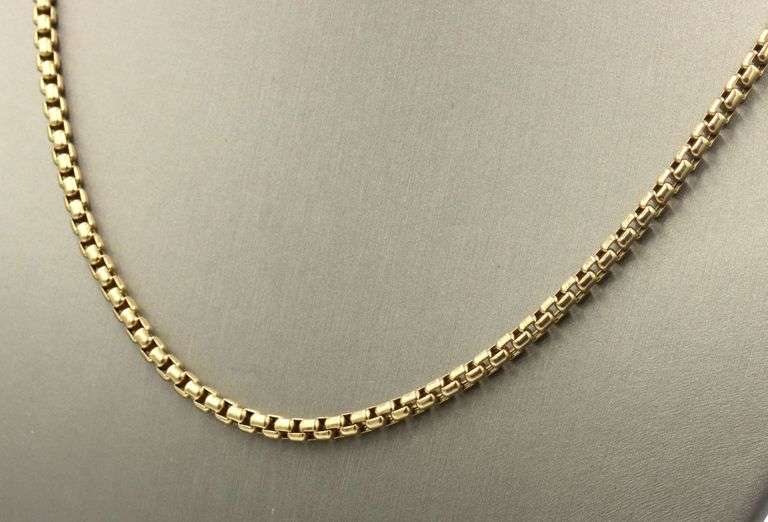 Practical & Attractive 14K YG Rounded Box Link Necklace