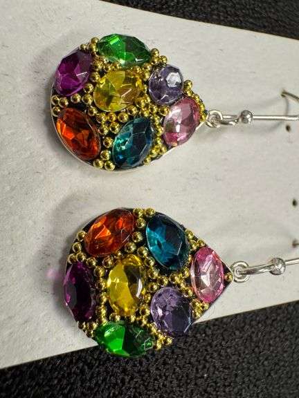 Sterling Silver 925 Mosaico Dangle Earrings w/ Austrian Cyrstals