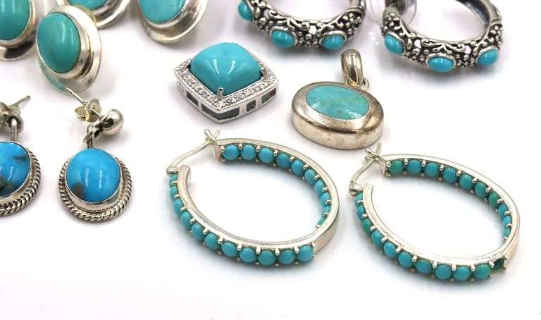 Group lot of 925 sterling silver turquoise jewelry