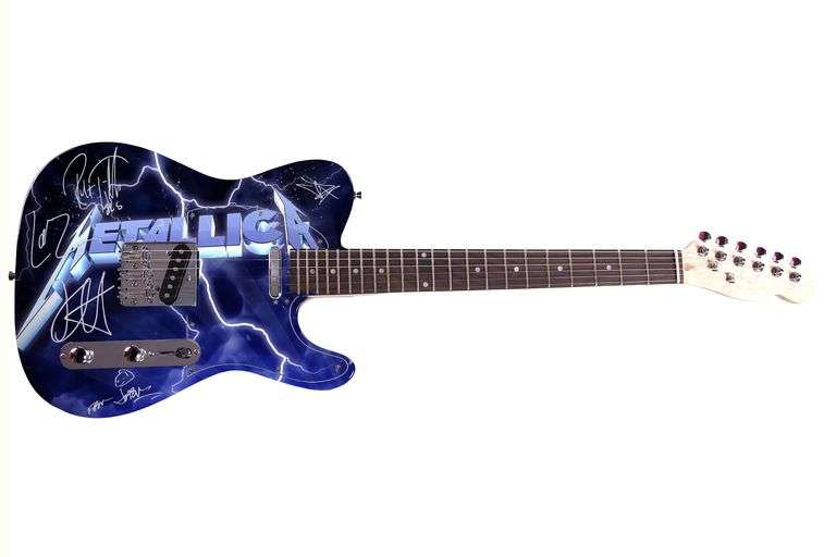 Metallica Autographed Facsimile Signed Custom Graphics Guitar