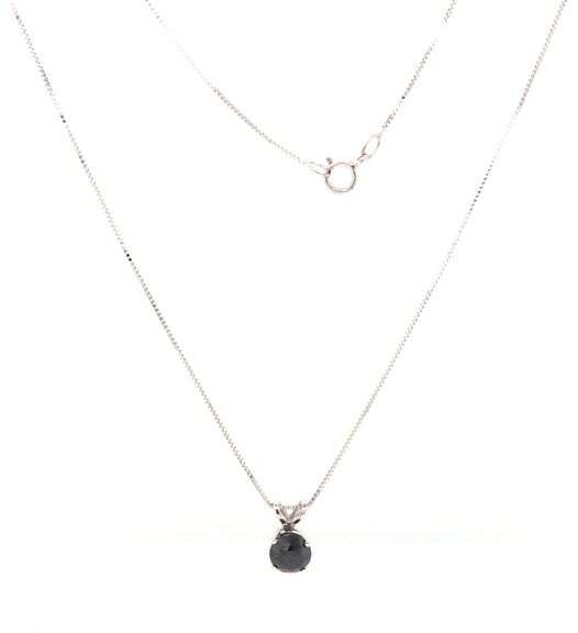 14kt White gold 0.45ct black diamond pendant on chain