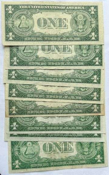 6 Different Series 1935 Sliderish $1 Silver Certs
