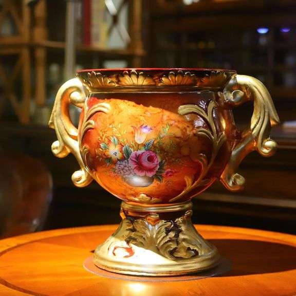 Roman-Style Pedestal Compote Vase with Handles