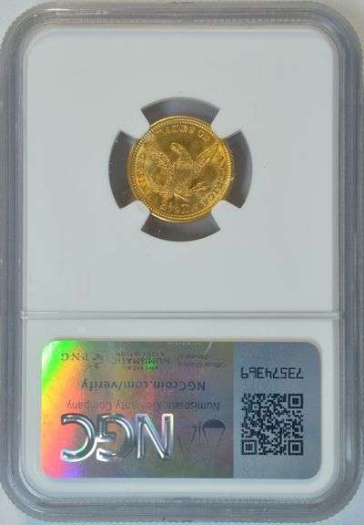 Super Gem BU 1907 US $2.50 Liberty Gold Piece. NGC MS65